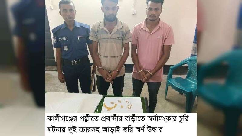 প্রবাসীর বাড়িতে চুরি, আড়াই ভরি স্বর্ণসহ দুইজন আটক