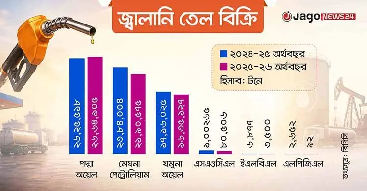 ২ লাখ ৬০ হাজার টন জ্বালানি বিক্রি কমেছে বিপিসির, বেড়েছে পদ্মা অয়েলের